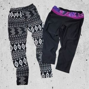 2 pair workout leggings capris lot bundle